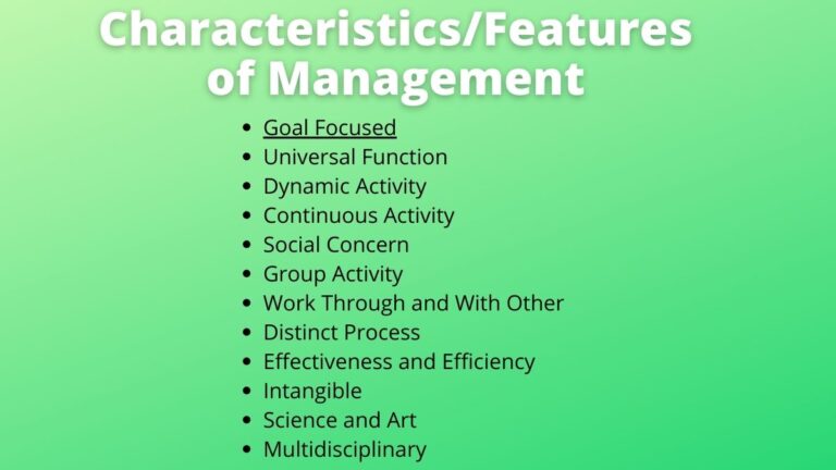 Characteristics of Management