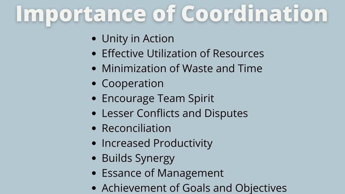 Importance of Coordination