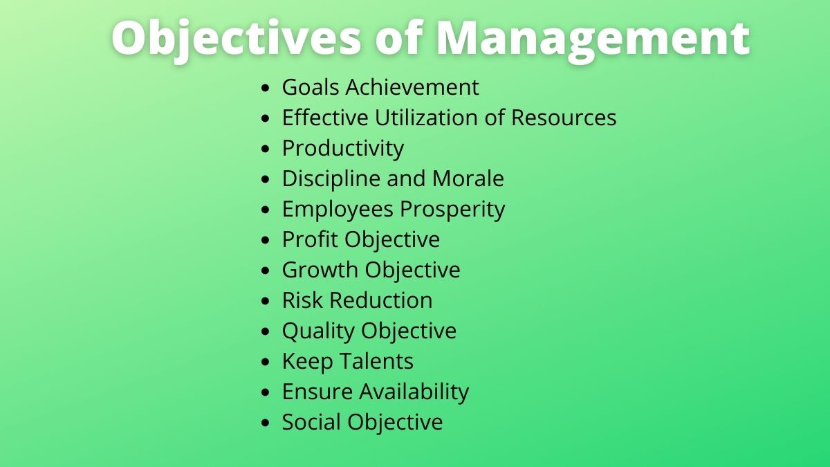 Objectives of Management