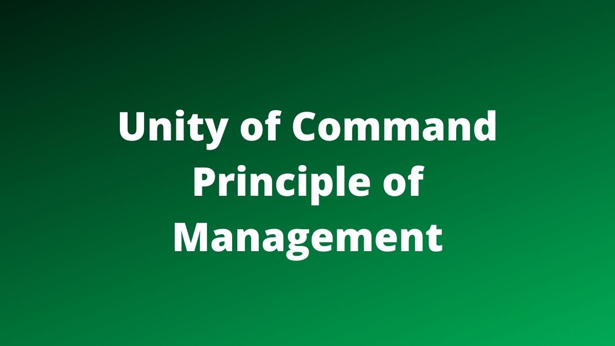 Unity of Command Principle