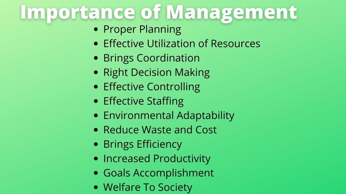 Importance of Management