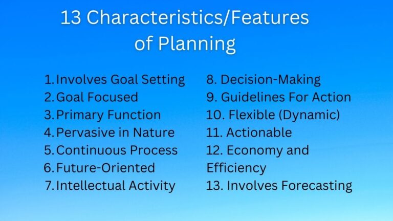 Characteristics of Planning