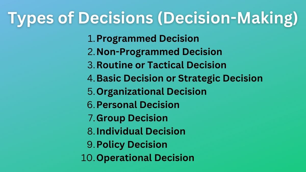 Types of Decision Making