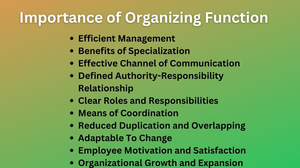 Importance of Organizing